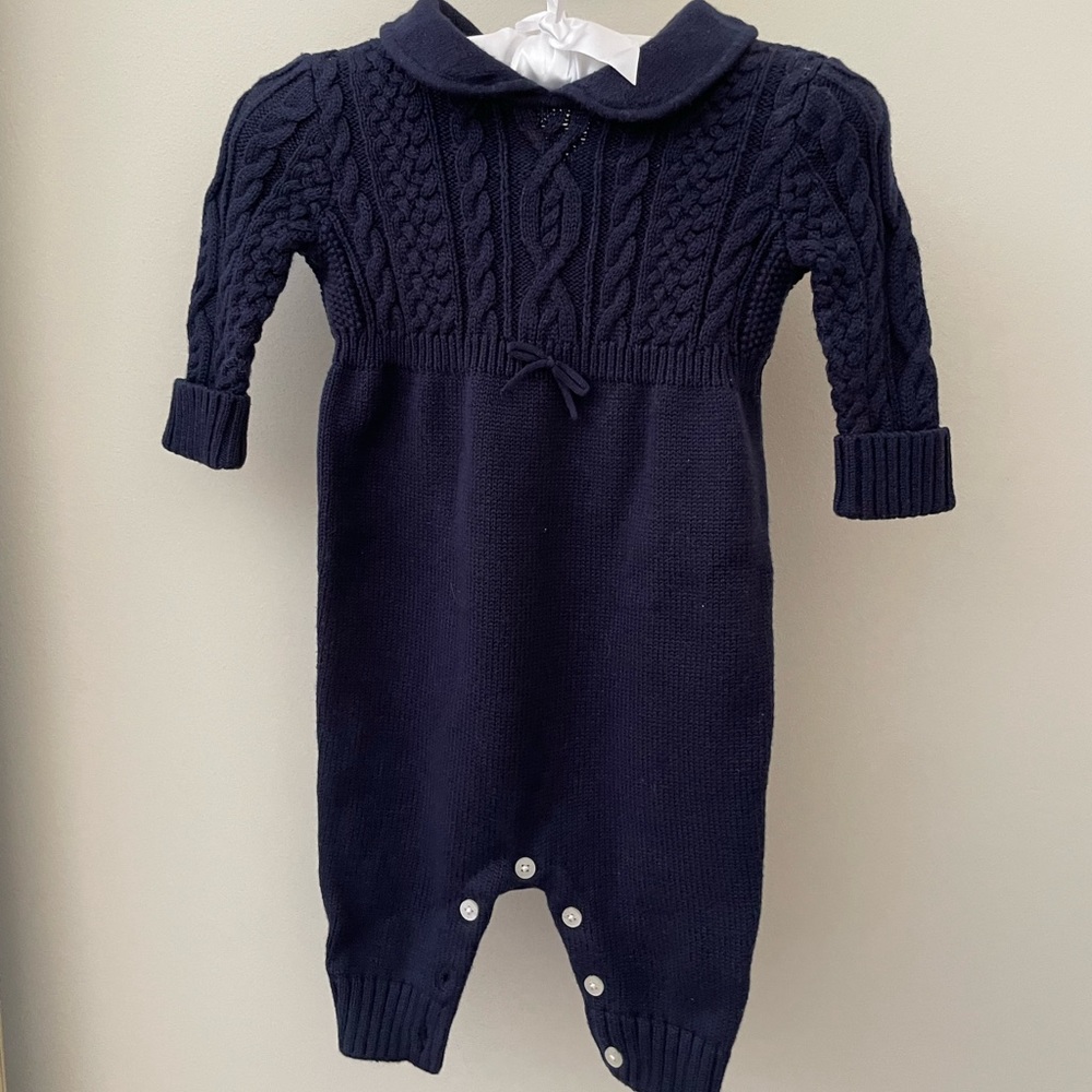 Ralph Lauren 6 months knit boys onesie navy